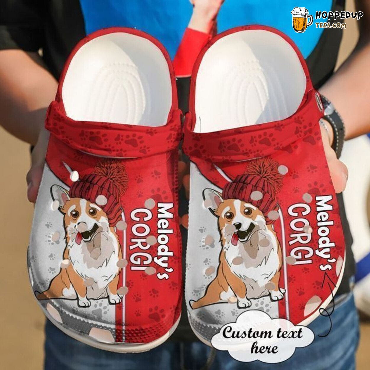 Corgi Personalized Red Classic Comfortable Unique Clogs Shoes Design