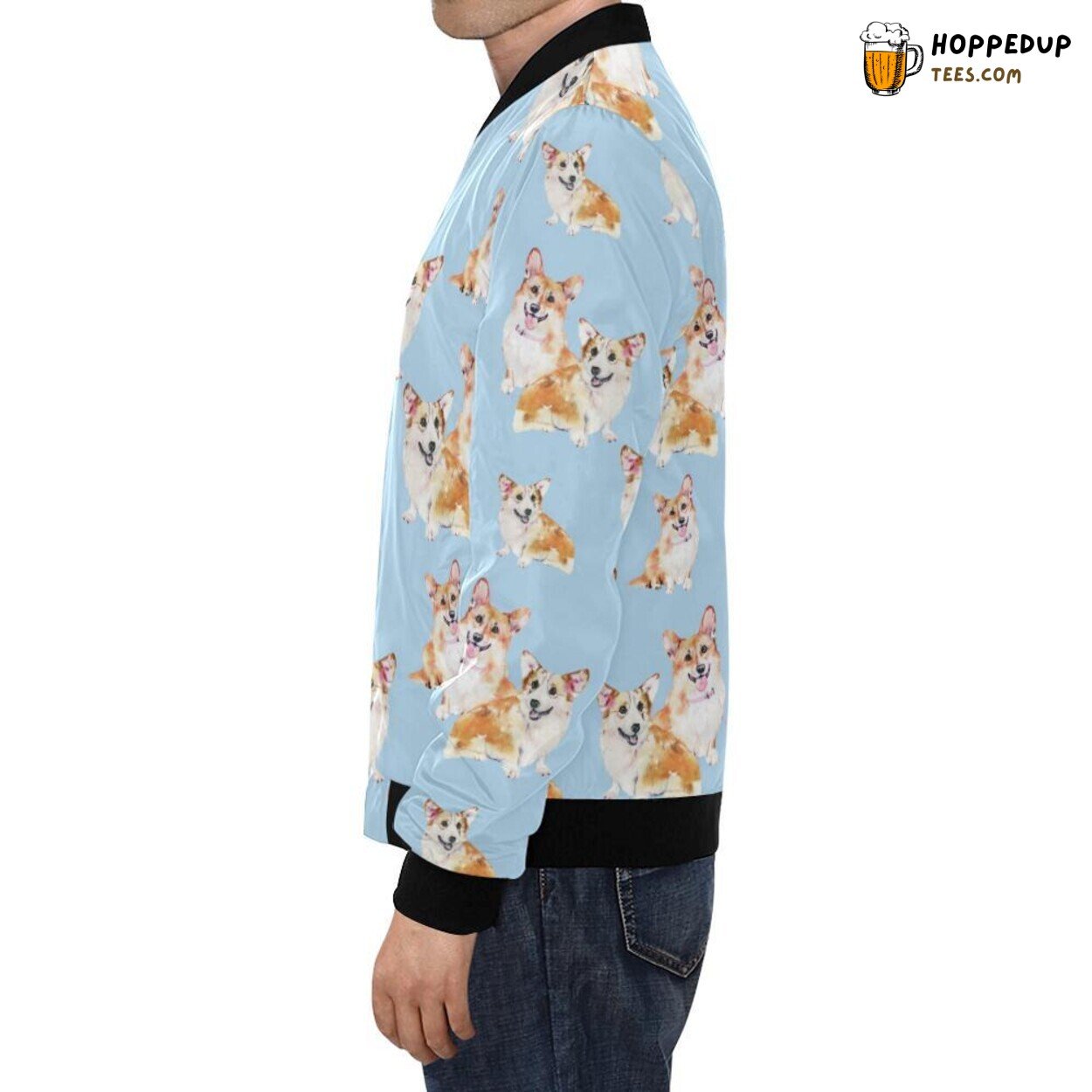 Corgi Portrait in Pastel Pattern Print Men’s Bomber Jacket Unique Look