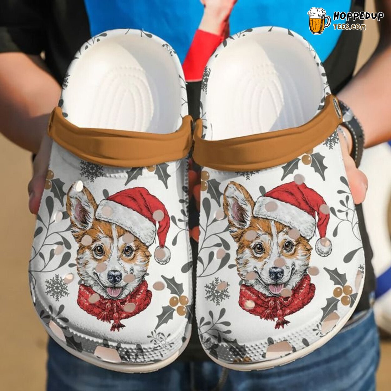 Corgi Xmas Christmas Pattern Themed Comfortable Clogs Shoes Unique