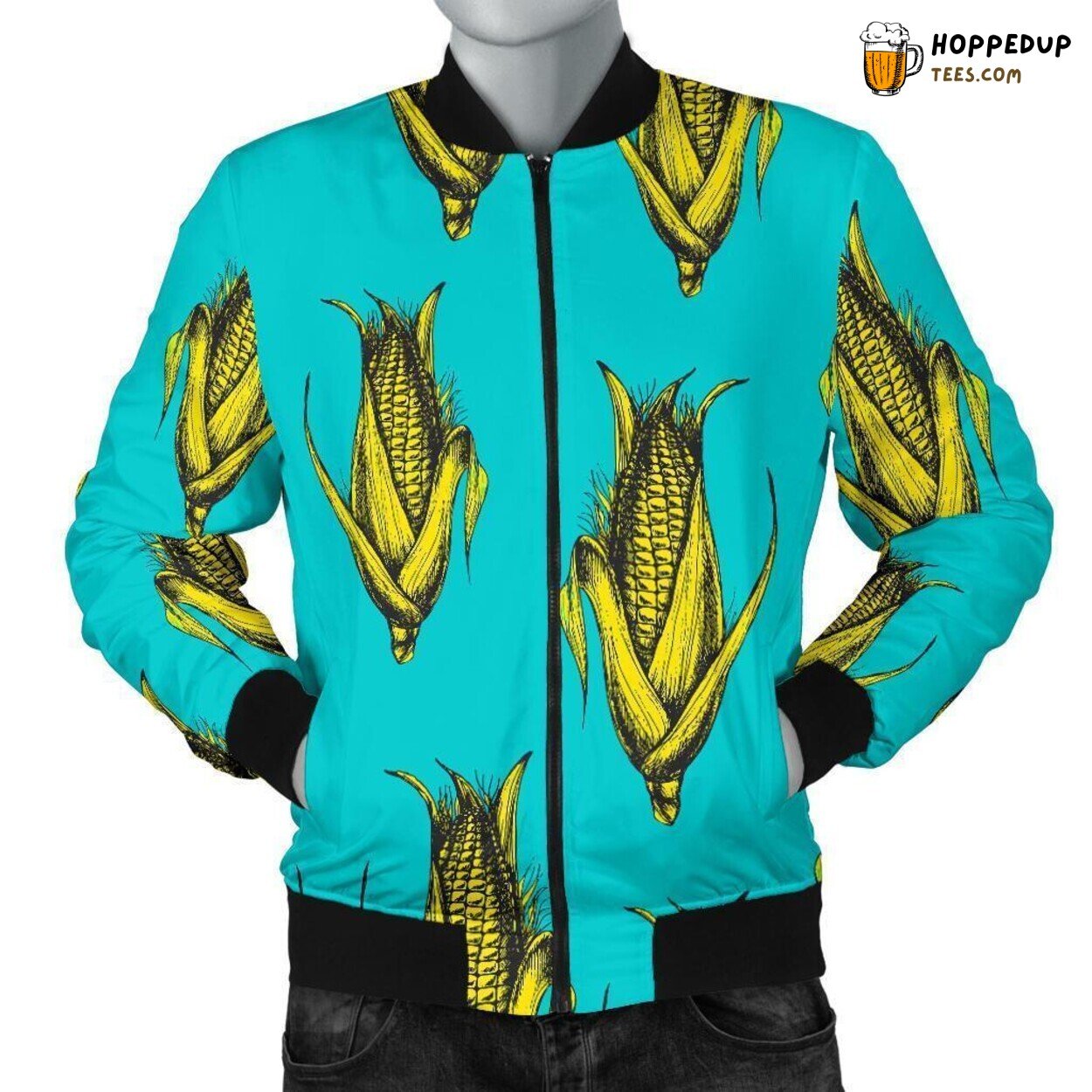 Corn Farm Harvest Design Men’s Bomber Jacket Unique Pattern Design Art