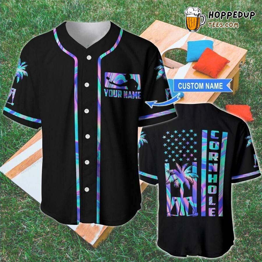 Cornhole Theme Baseball Jersey Hologram Personalized Distinctive Design