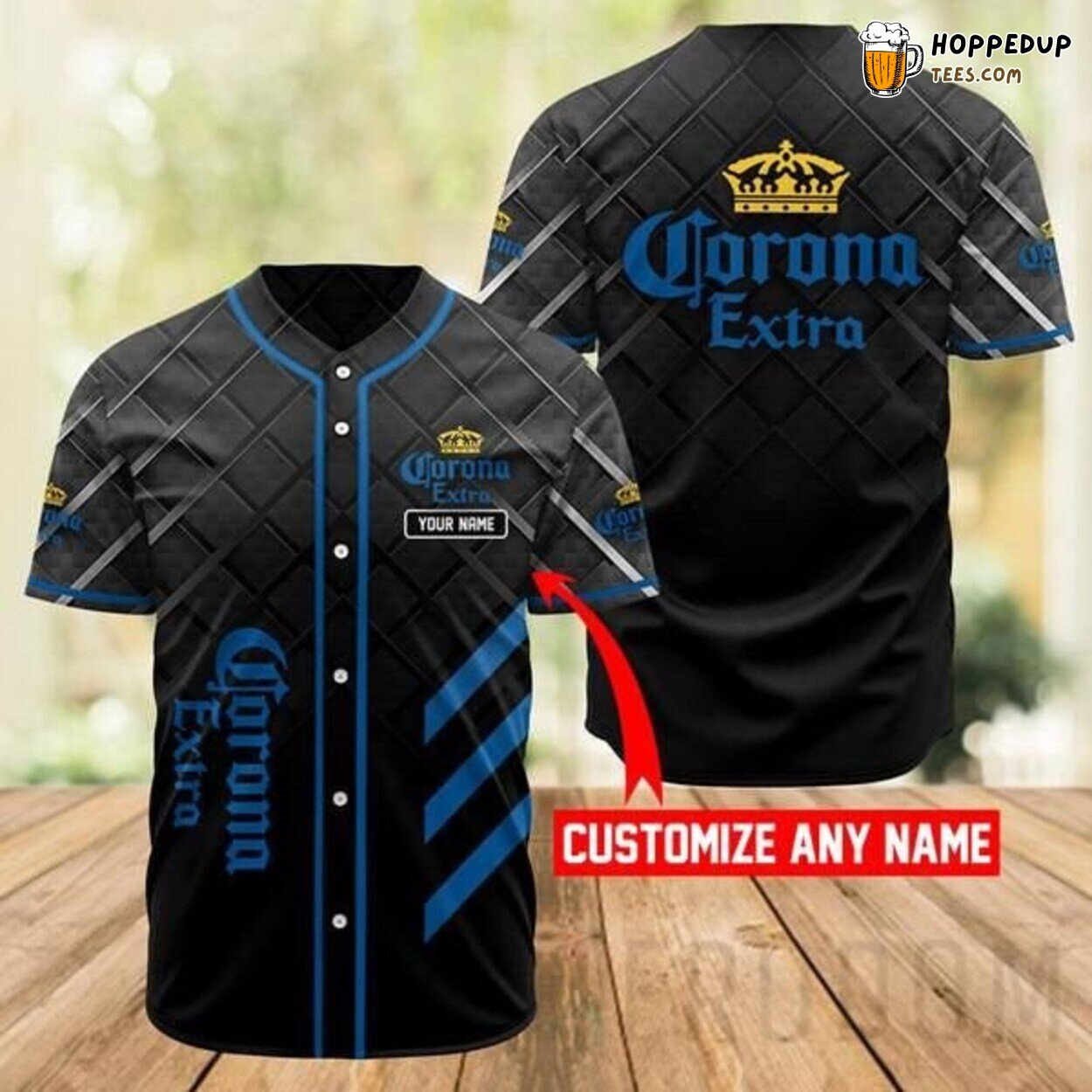 Corona Beer Custom Black Logo Baseball Jersey Beach Brew Style