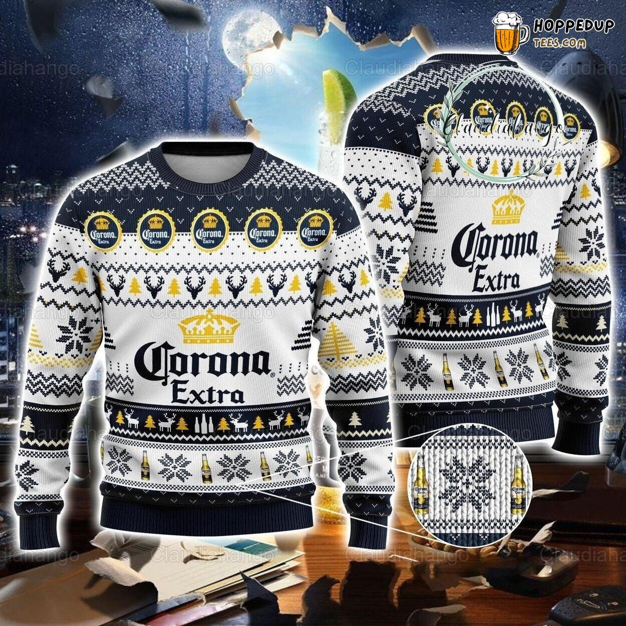 Corona Extra Beer Ugly Christmas Sweater Festive Winter Gift Idea