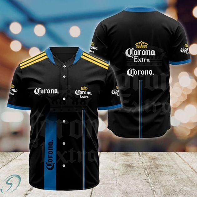 Corona Extra Black Logo Baseball Beer Jersey HU