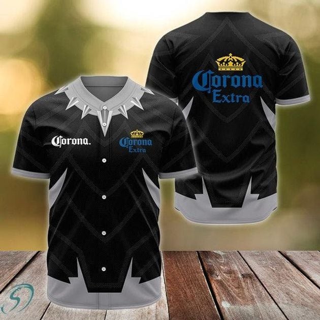 Corona Extra Black Panther Themed Baseball Jersey HU