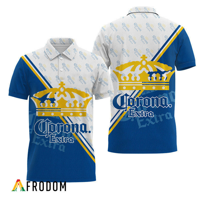 Corona Extra Blue And White Diagonal Polo Shirt HU