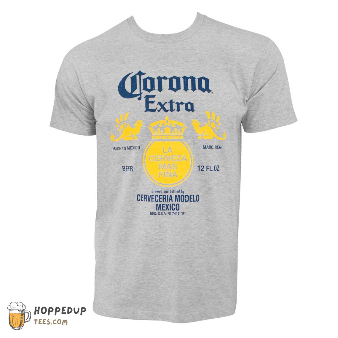 Corona Extra Bottle Label Grey T-shirts
