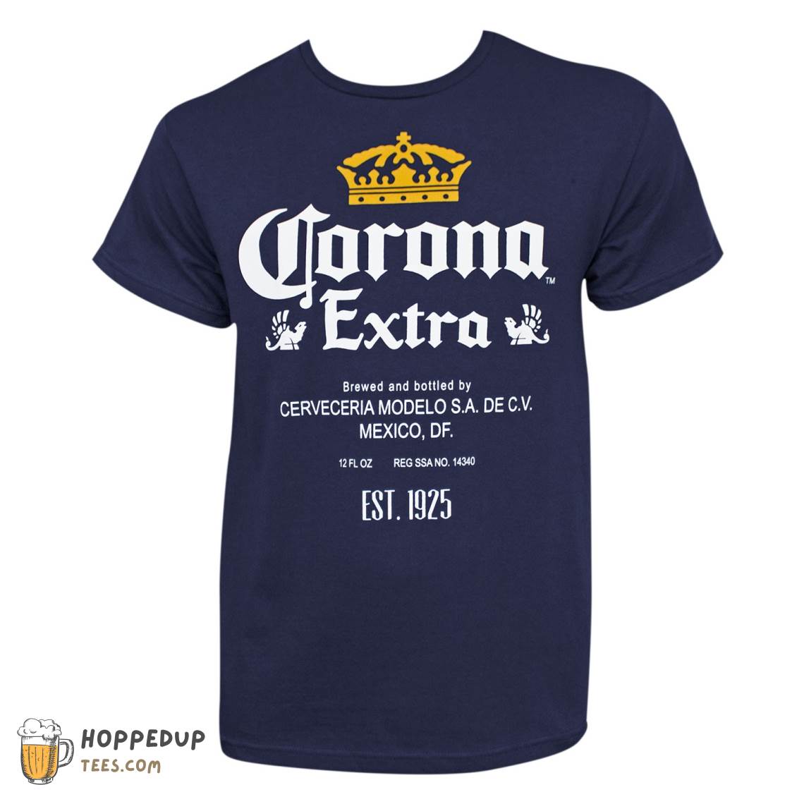 Corona Extra Bottle Label Navy Blue T-Shirt