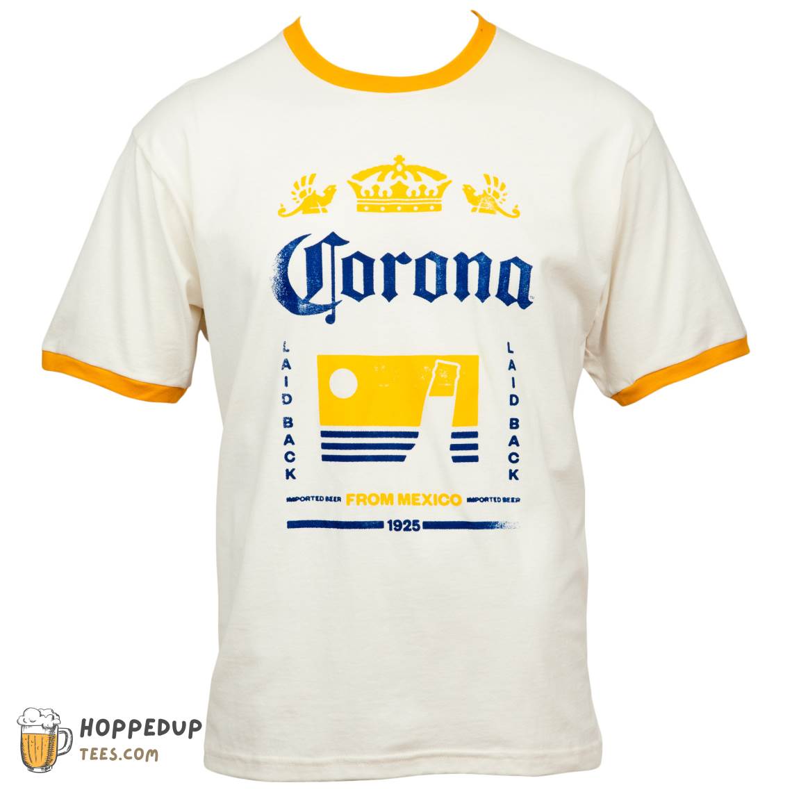 Corona Extra Crown From Mexico Faded Ringer Graphic Tee