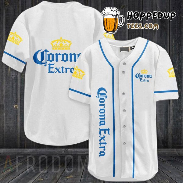 Corona Extra Inspired White Baseball Jersey Beer Unique Distinctive Design
