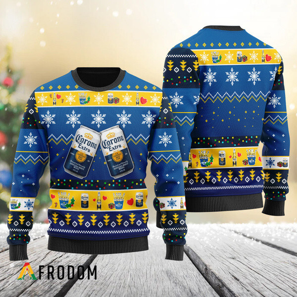 Corona Extra Snowflake Pattern Ugly Christmas Sweater HU