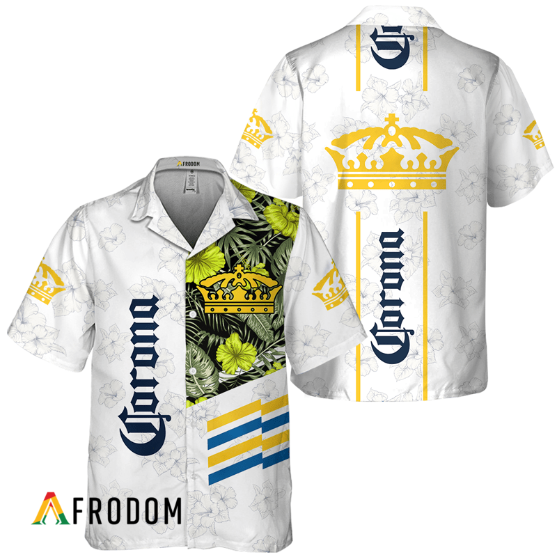 Corona Extra White Tropical Flower Hawaiian Shirt HU