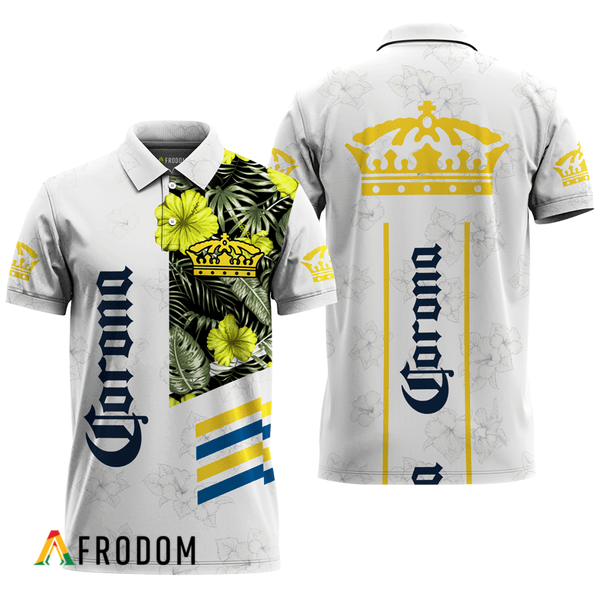 Corona Extra White Tropical Flower Polo Shirt HU