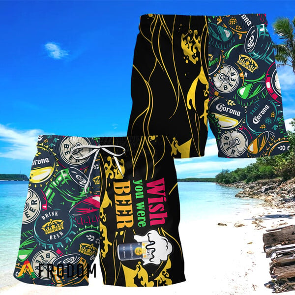 Corona Extra Wish You Were Beer Hawaiian Shorts HU