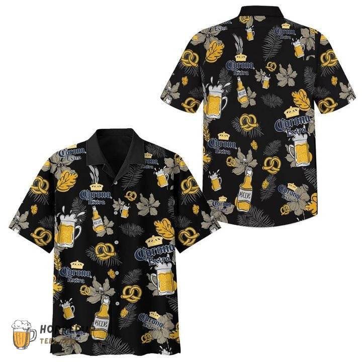 Corona Light Beer Black Hawaiian Shirt
