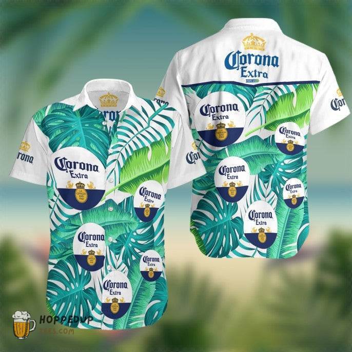 Corona Light Beer White Hawaiian Shirt