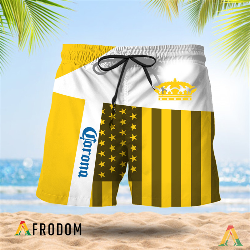 CoronaExtra AmericanFlagPatch Summer Hawaiian Shorts HU