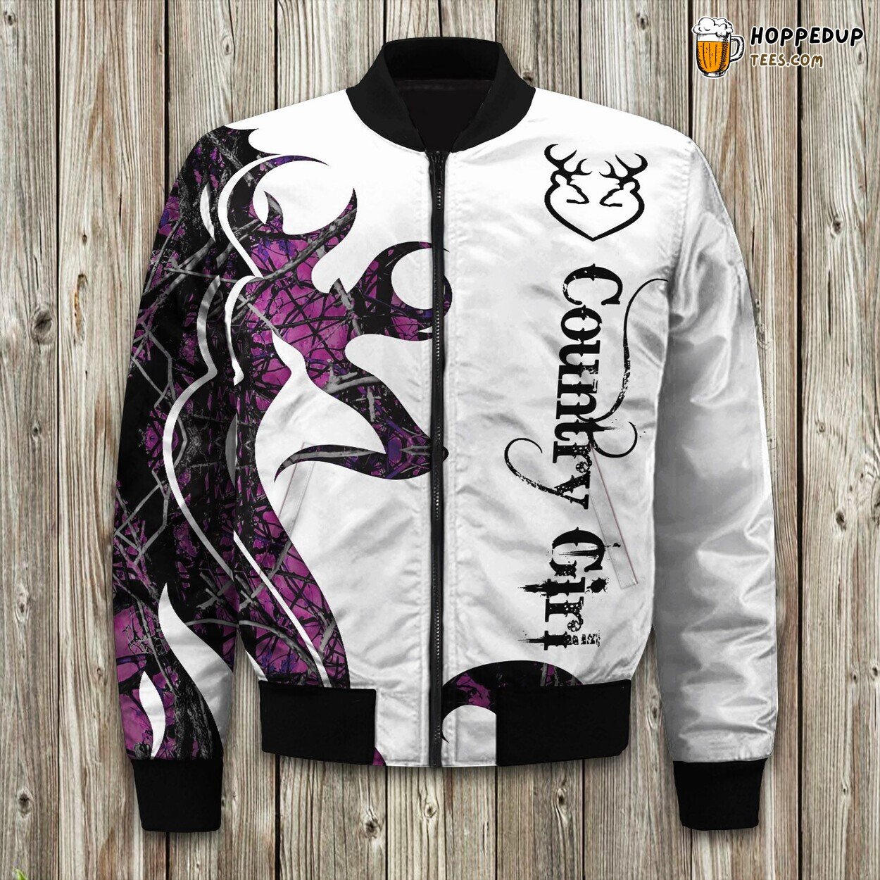 Country Girl Essence Winter Bomber Jacket Rustic Charm Illustrated