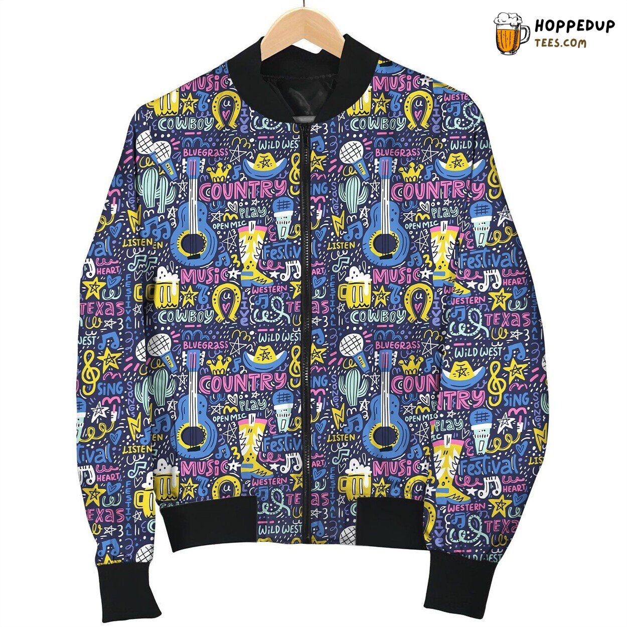 Country Music Cowboy Guitar Bomber Jacket