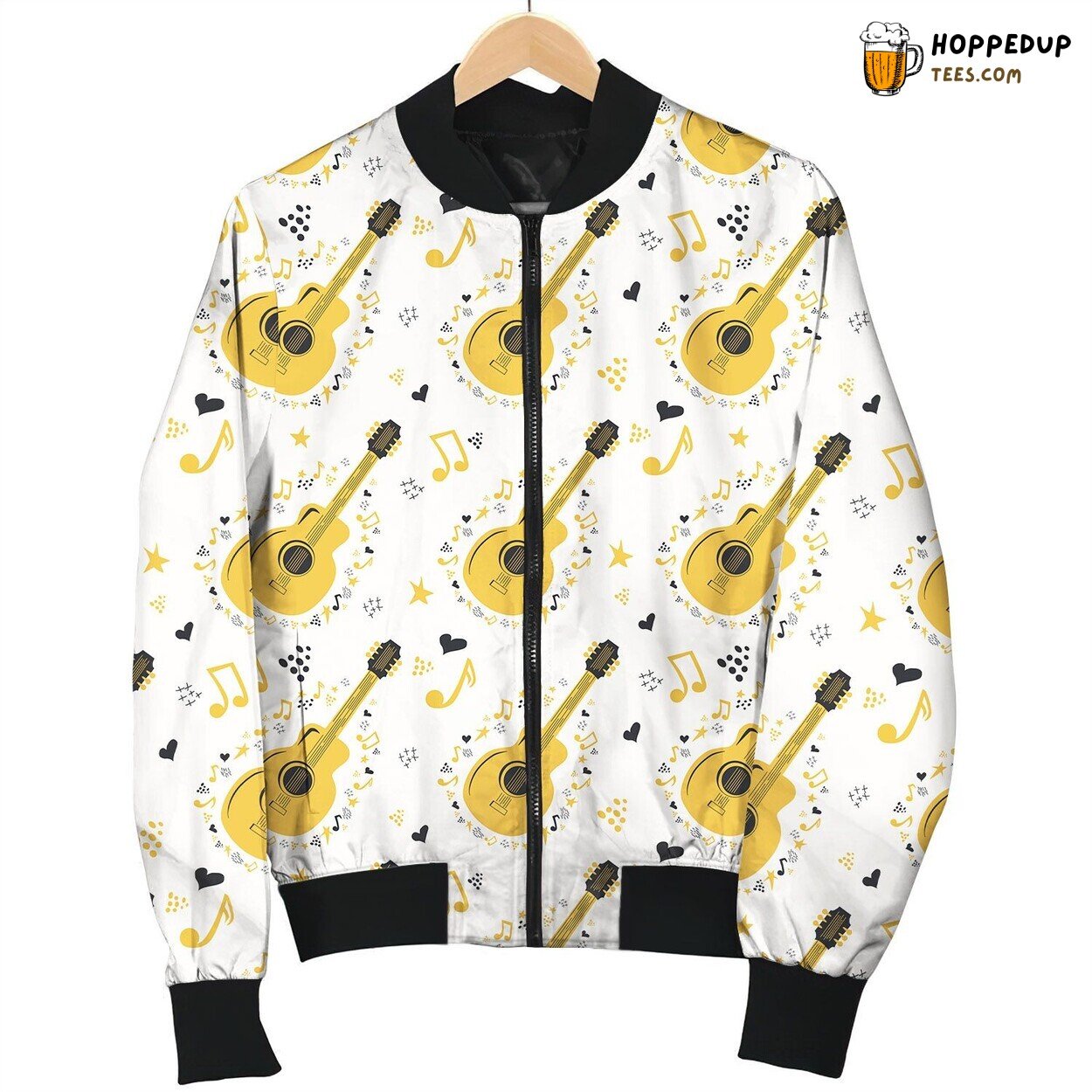 Country Music Guitar Yellow Bomber Jacket