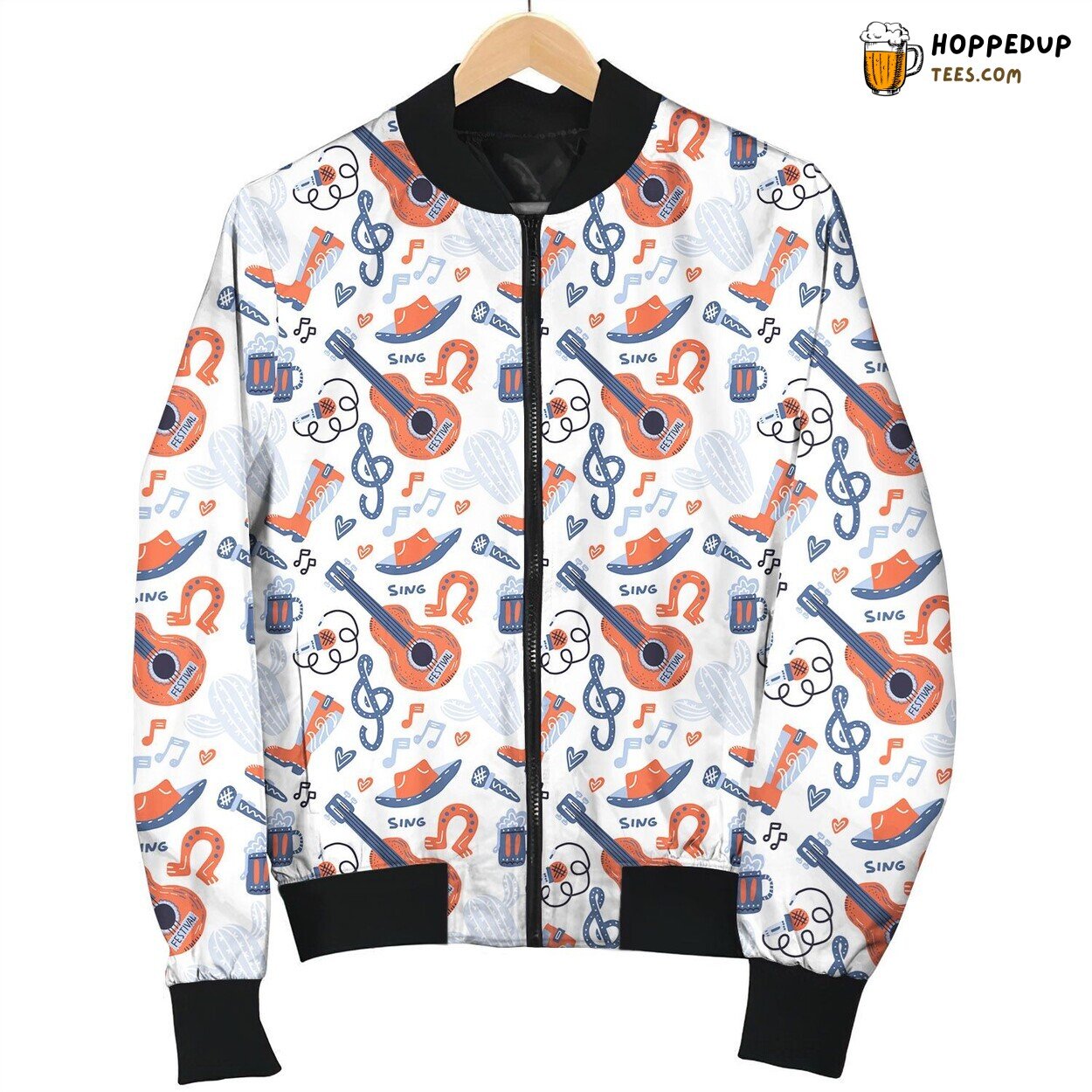 Country Music Singing Guitar Boot Bomber Jacket