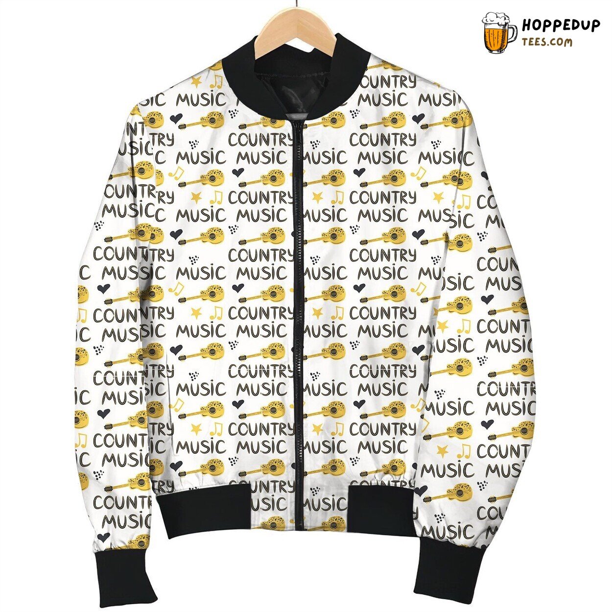 Country Music Yellow Guitar Bomber Jacket