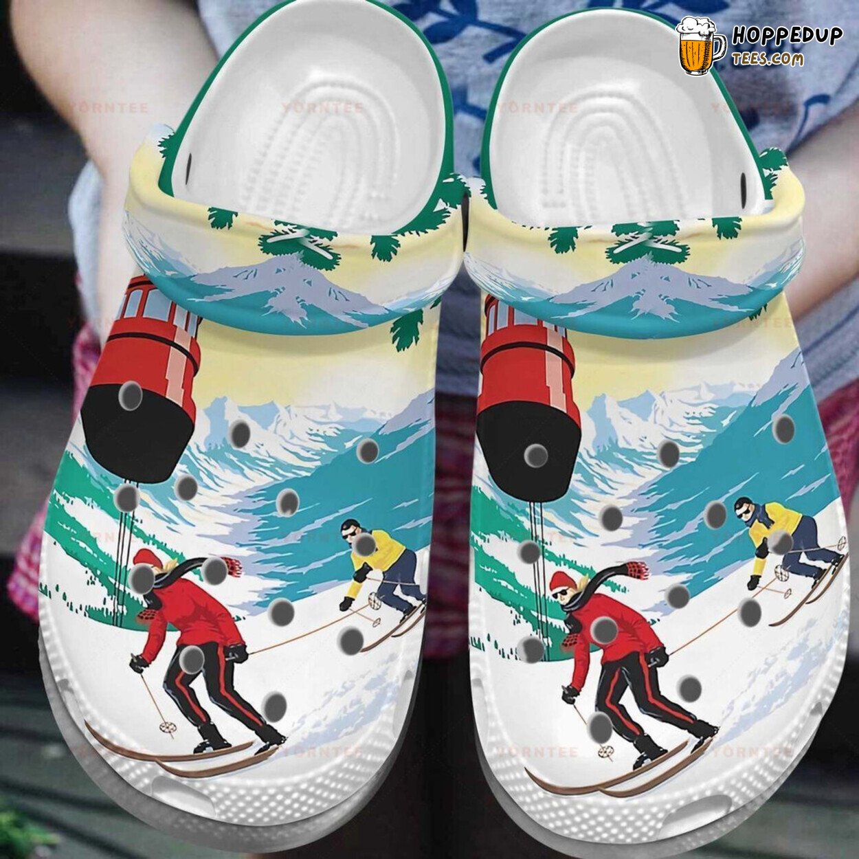 Couple Skiing Snow Mountain Lover Gift Comfortable Rubber Clogs