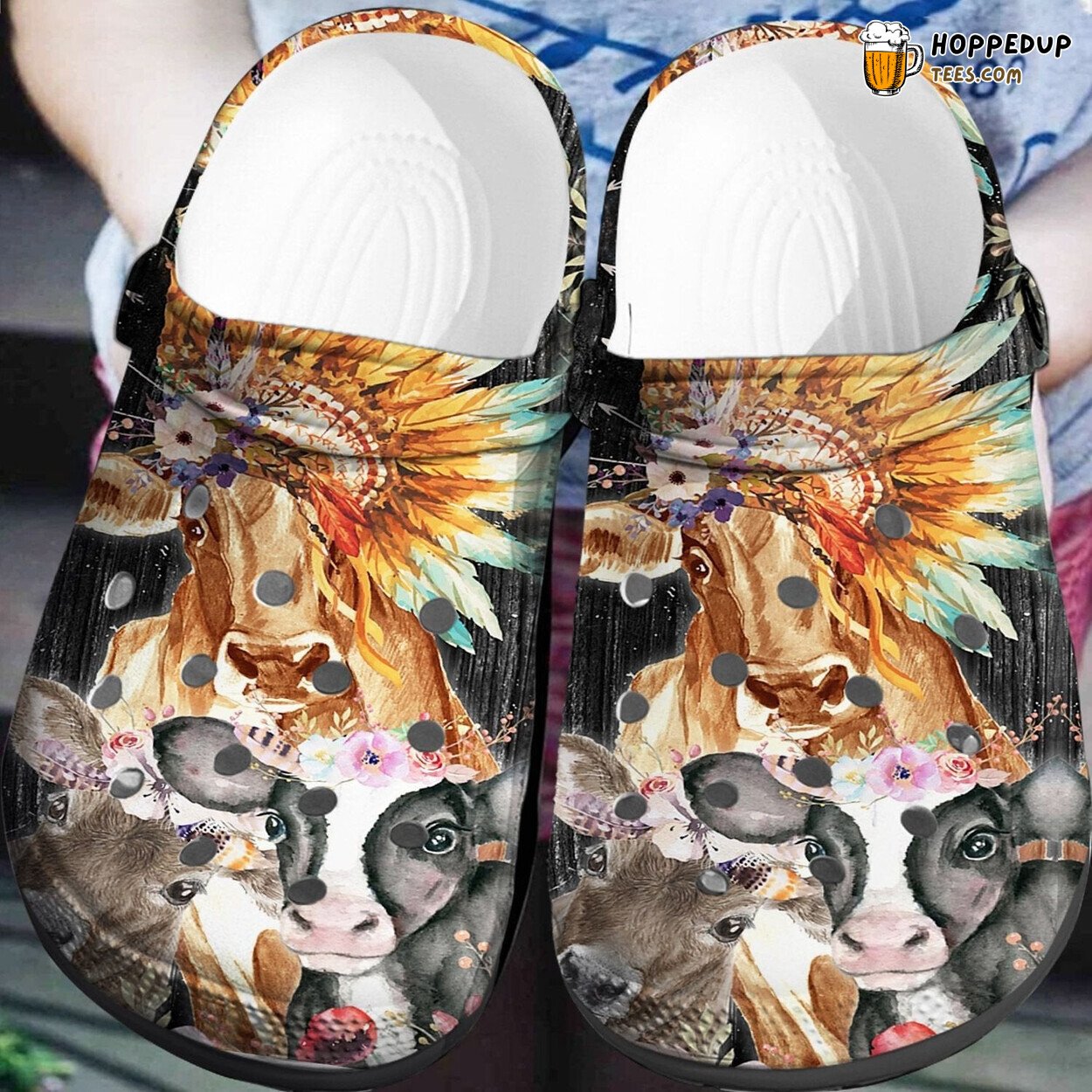 Cow Flower Farm Life Lover Themed Comfortable Unique Design Clogs
