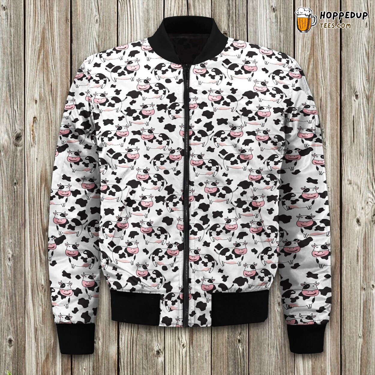 Cow Pattern Print Design Area Bomber Jacket
