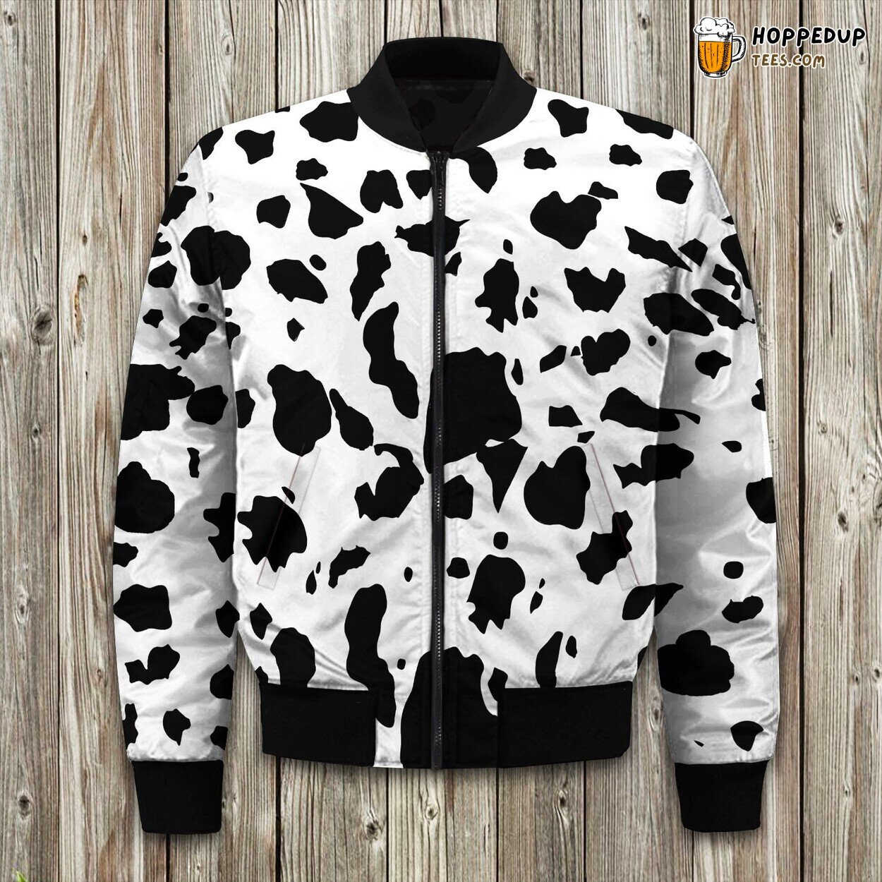 Cow Pattern Printed Bomber Jacket