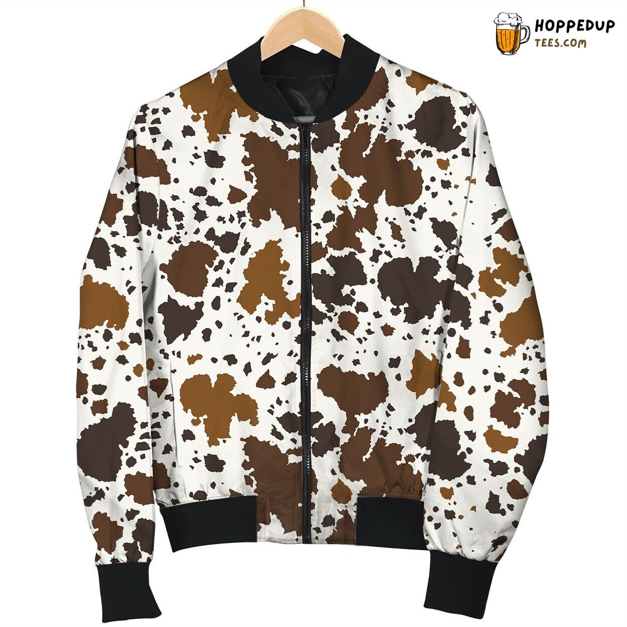 Cow Skin Brown Pattern Bomber Jacket