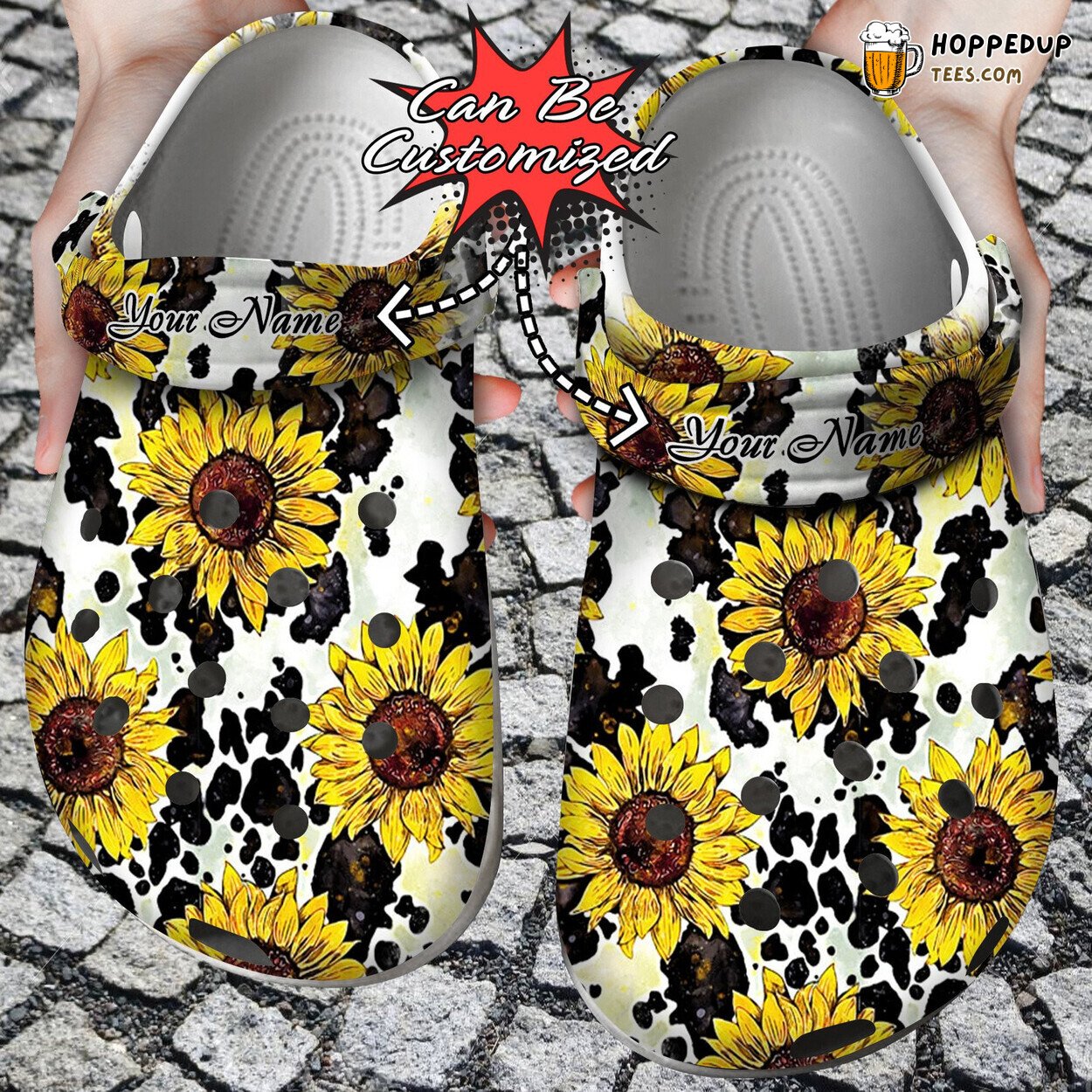 Cow Sunflower Patch Personalized Custom Comfortable clog Shoes
