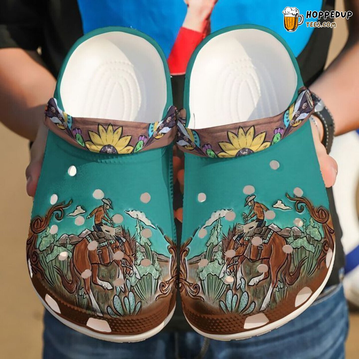 Cowboy And Sunflowers Inspired Classic Comfortable Clogs Artistic Footwear