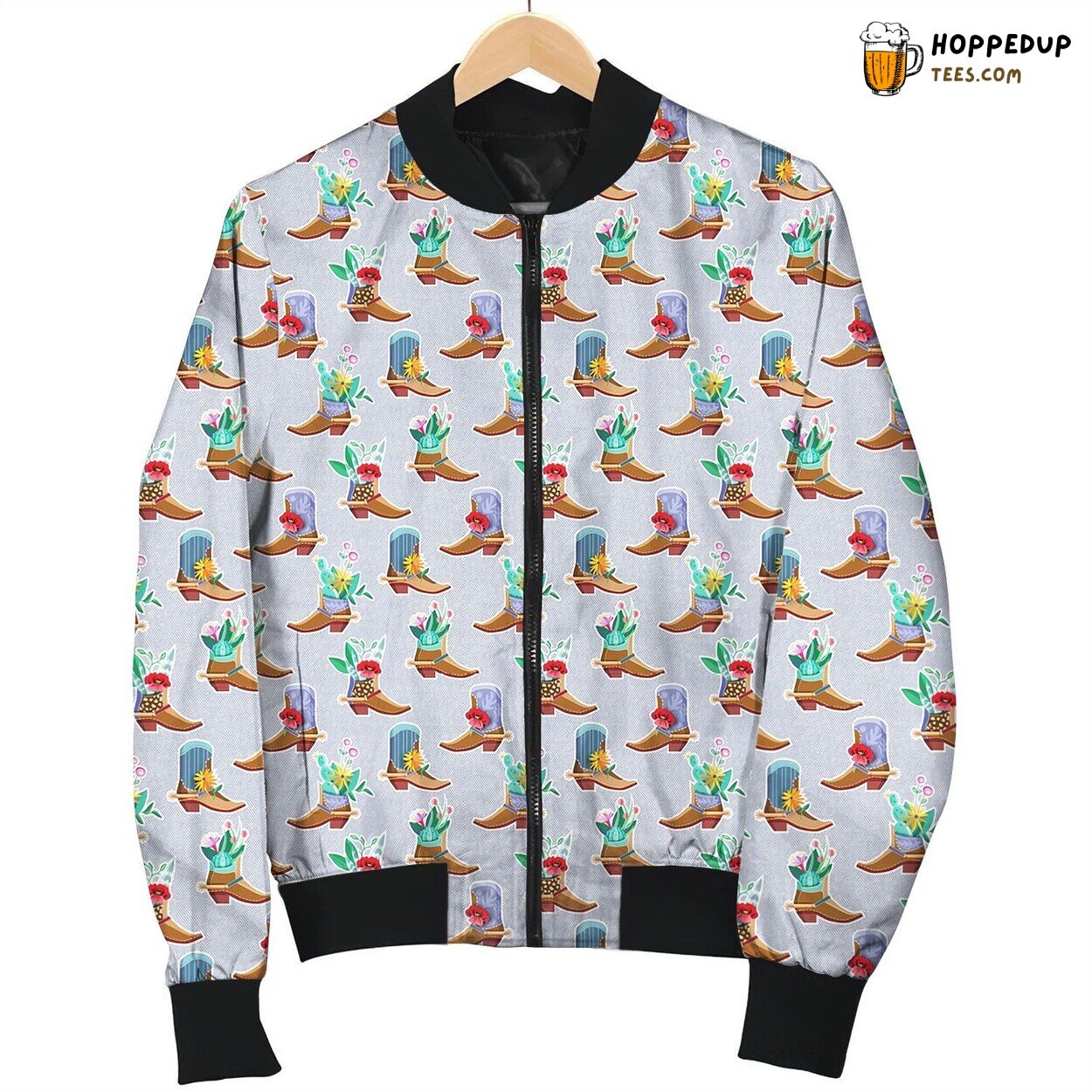Cowboy Boots Flower Bomber Jacket