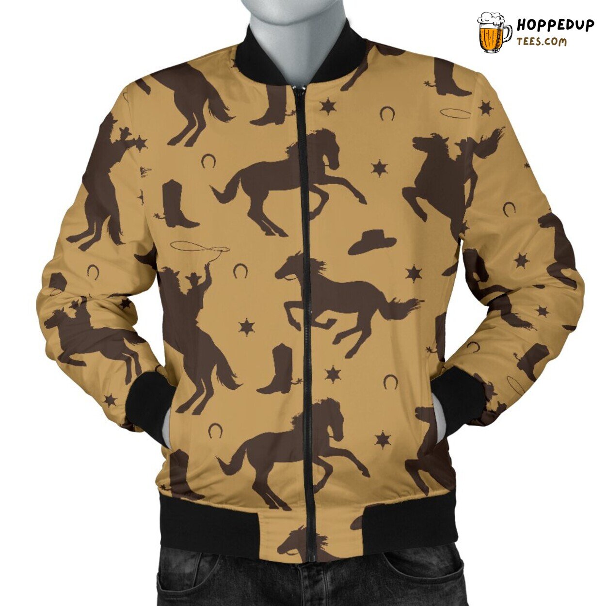 Cowboy Western Adventure Men’s Bomber Jacket Rugged Frontier Design Tribute