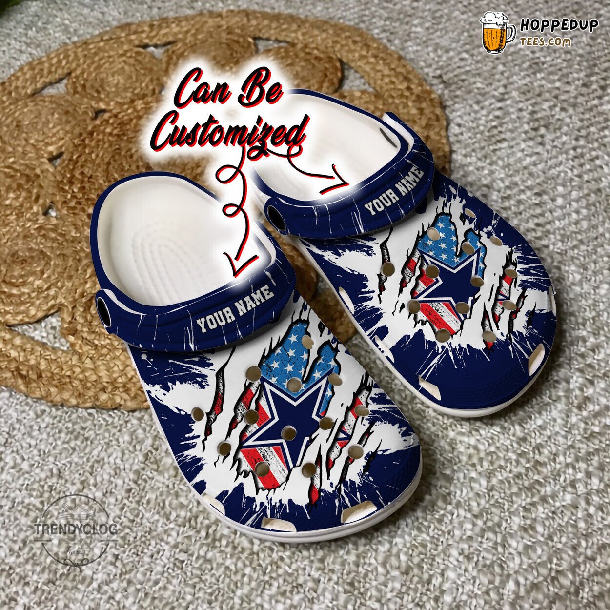 Cowboys DCowboys Football Ripped Flag Personalized Comfortable Clogs