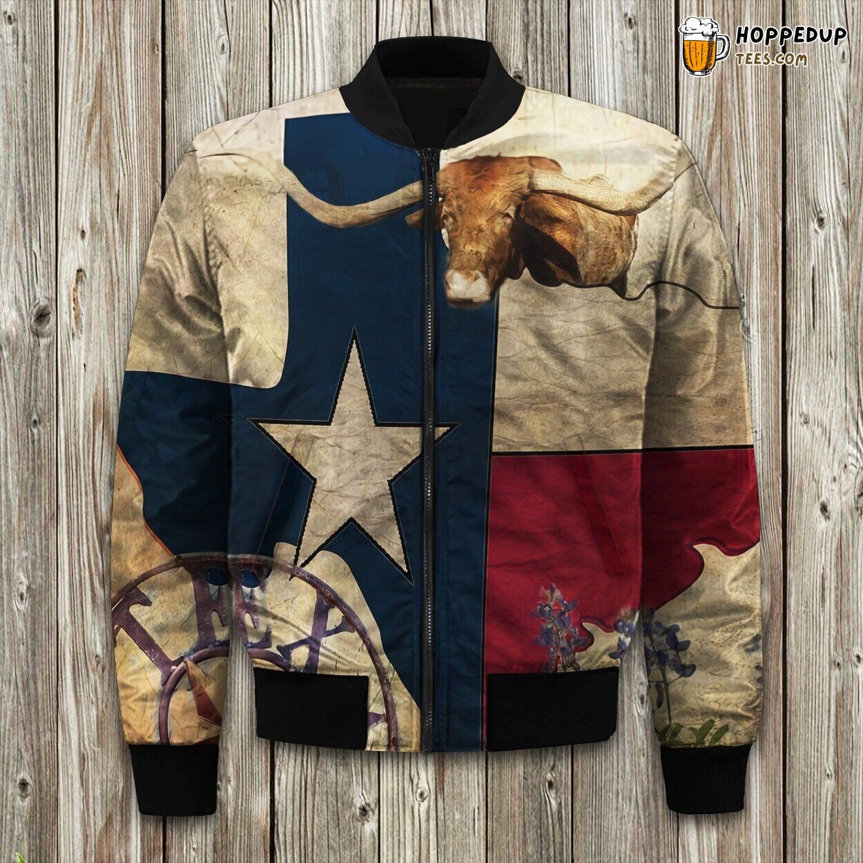 Cozy Texas Fleece Theme Winter Bomber Jacket Lone Star Elegance