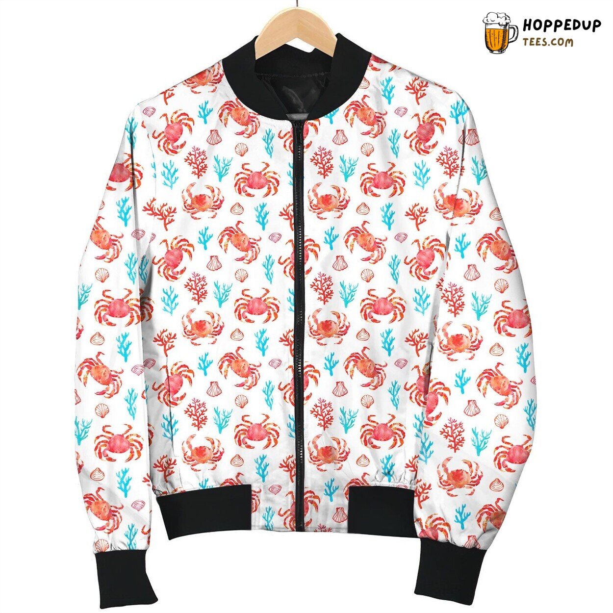 Crab Red Seamless Pattern Bomber Jacket