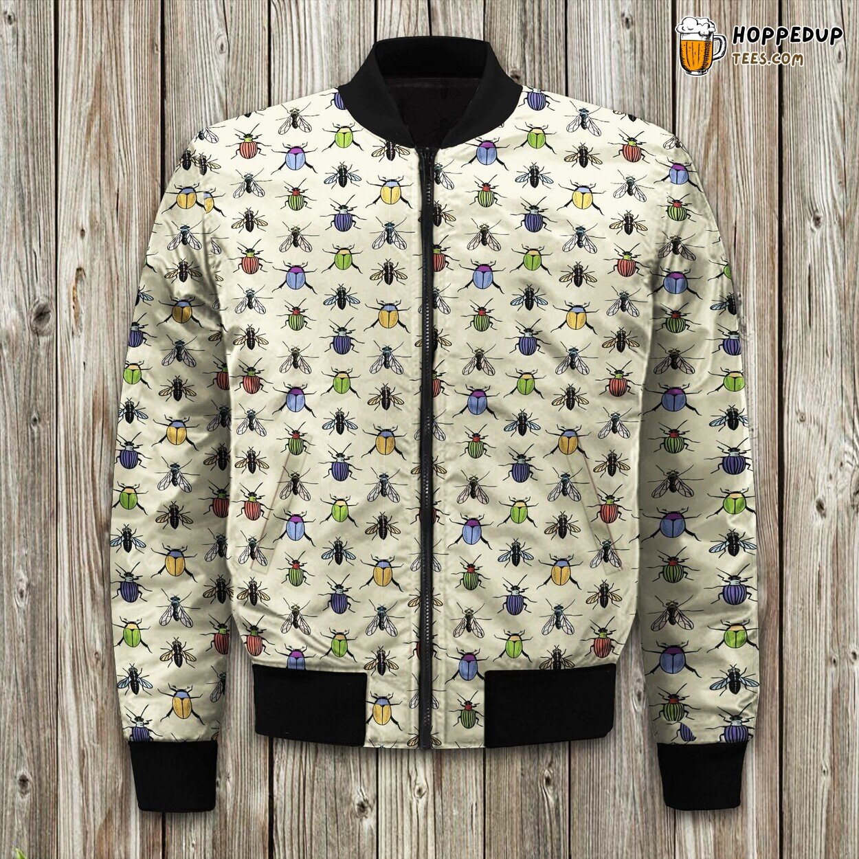 Crawling Beauty Bug Print Winter Bomber Jacket Nature’s Wonder Fashion