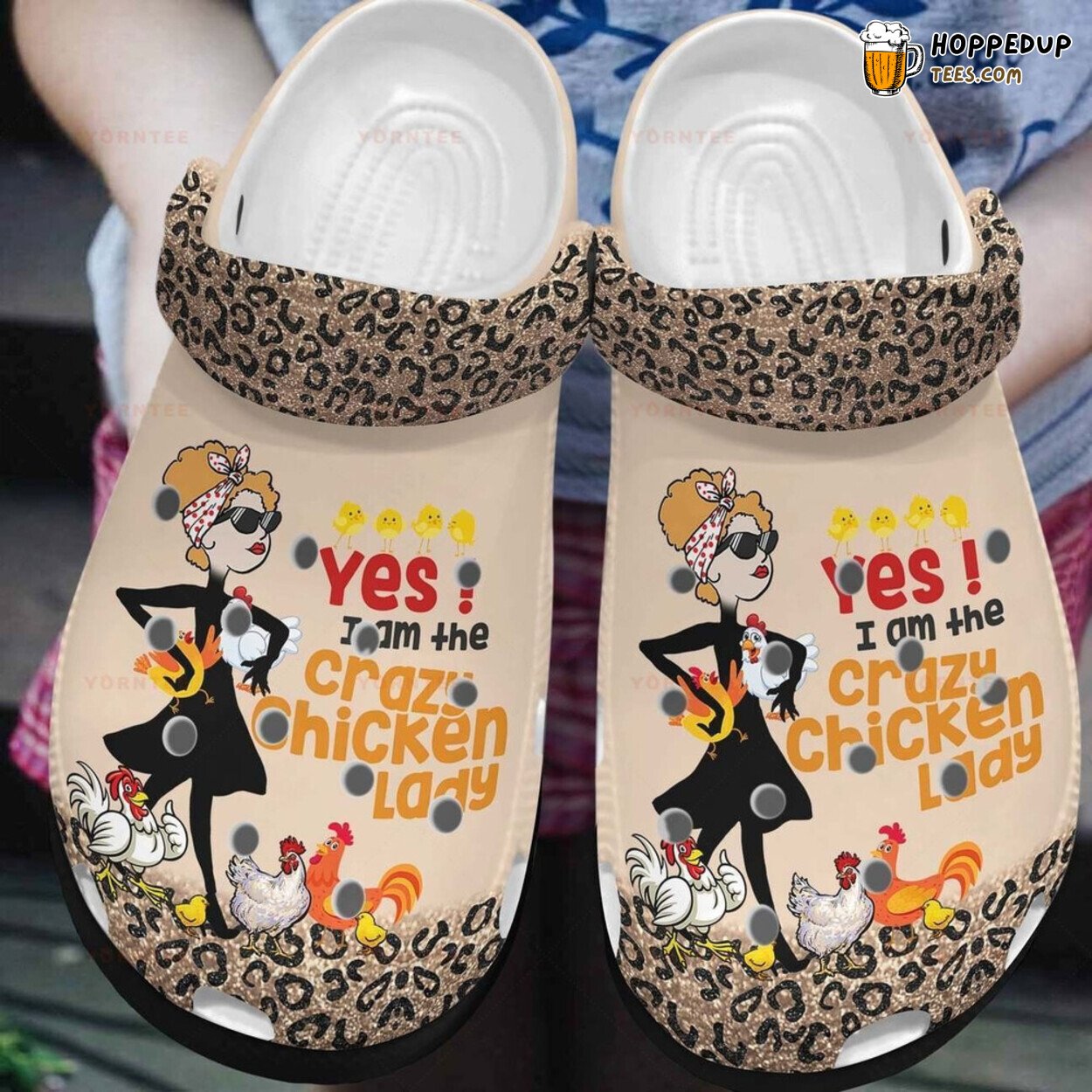 Crazy Chicken Lady 6 Themed Rubber Clog Shoes Comfortable Footwear