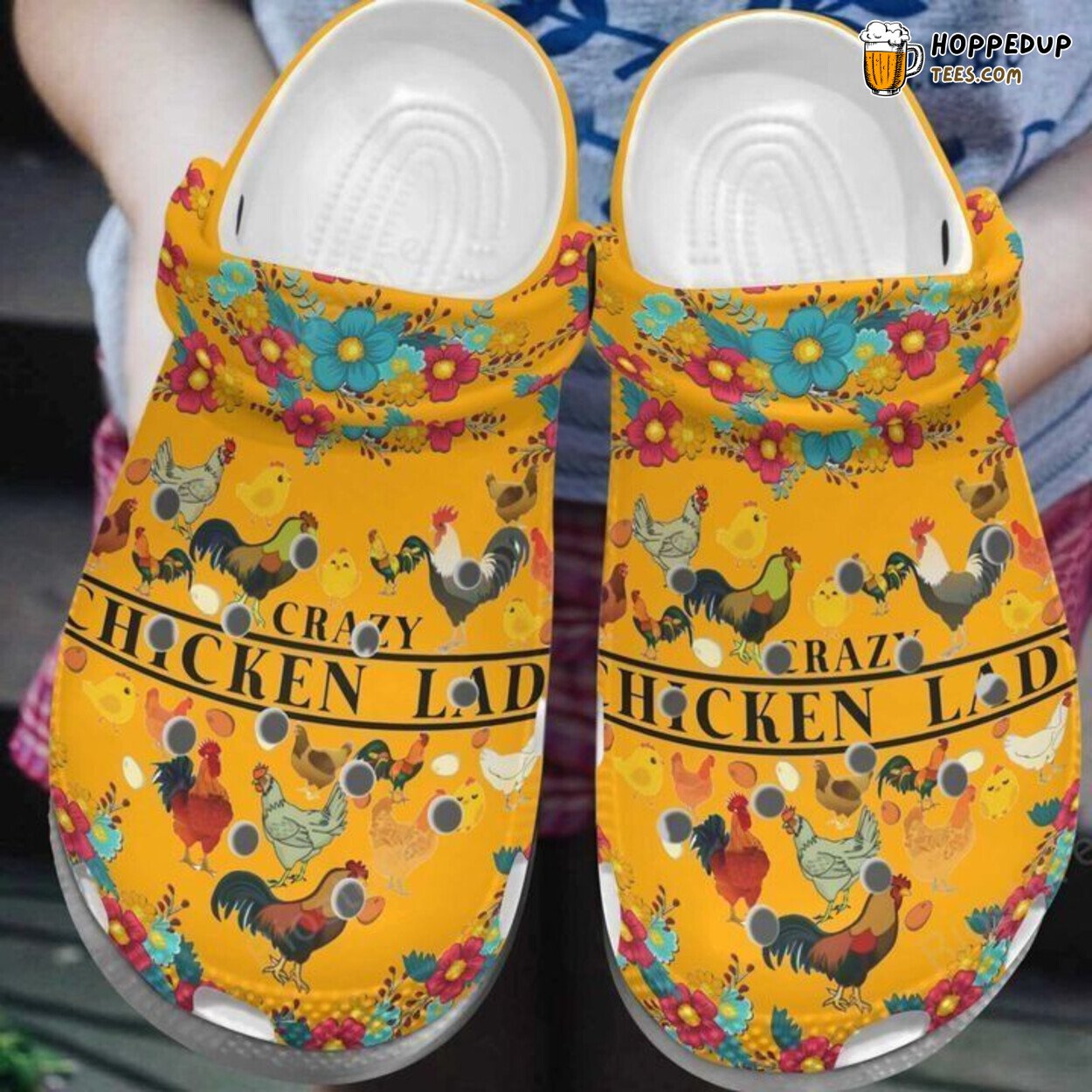 Crazy Chicken Lady Croc Mother Day Flower Shoes Crocbland Clog Gifts