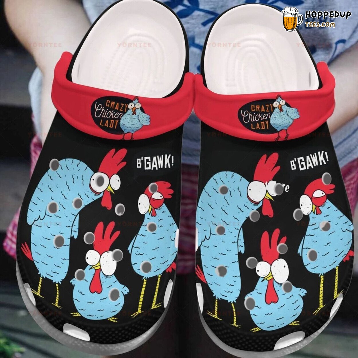 Crazy Chicken Lady Lover Gift Themed Comfortable Unique Rubber Clogs