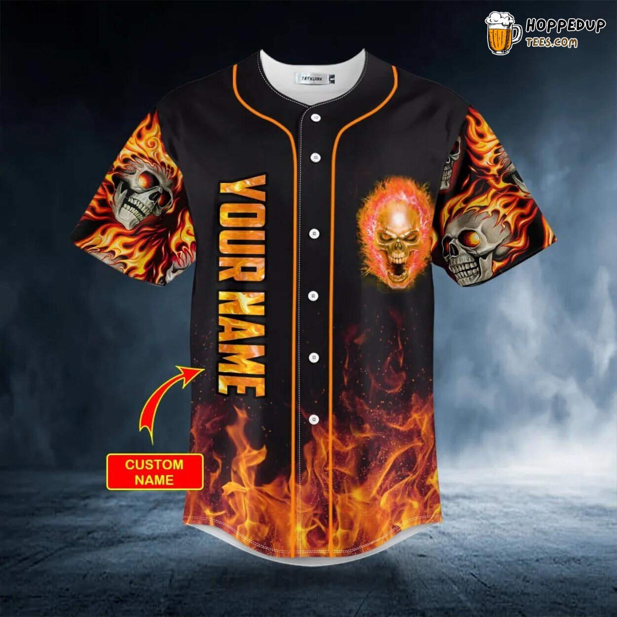 Crazy Ghost Fire Skull Baseball Jersey Graphic Tees 3D Print Exclusive Design