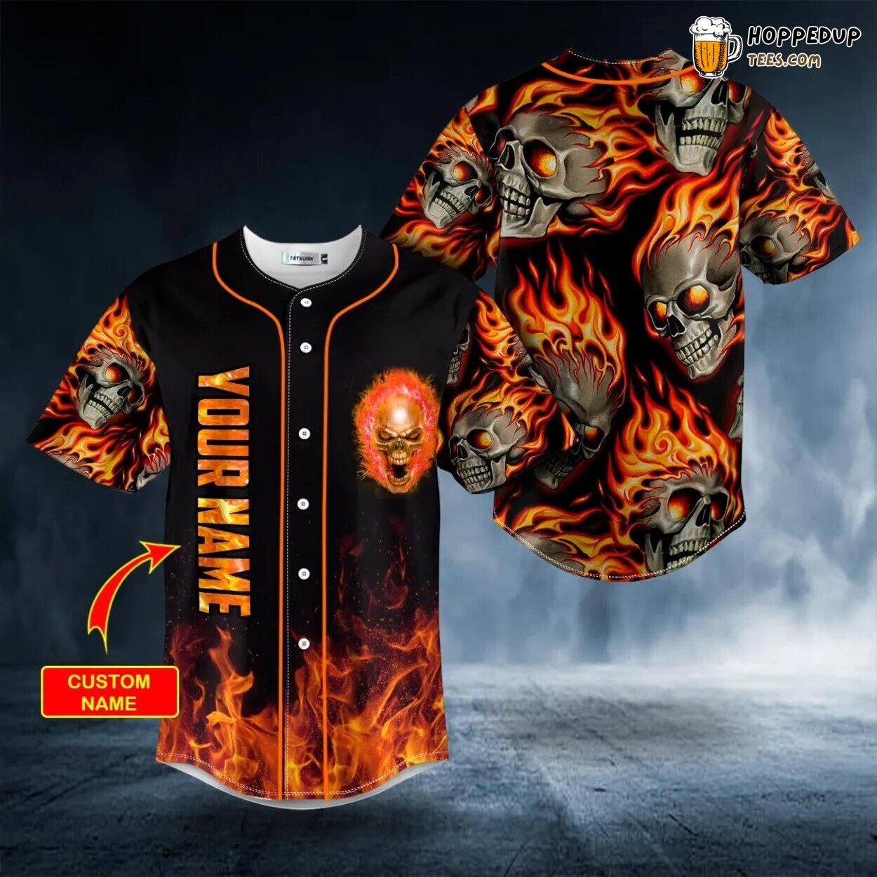 Crazy Ghost Fire Unique Skull Tailored Baseball Jersey Design Custom