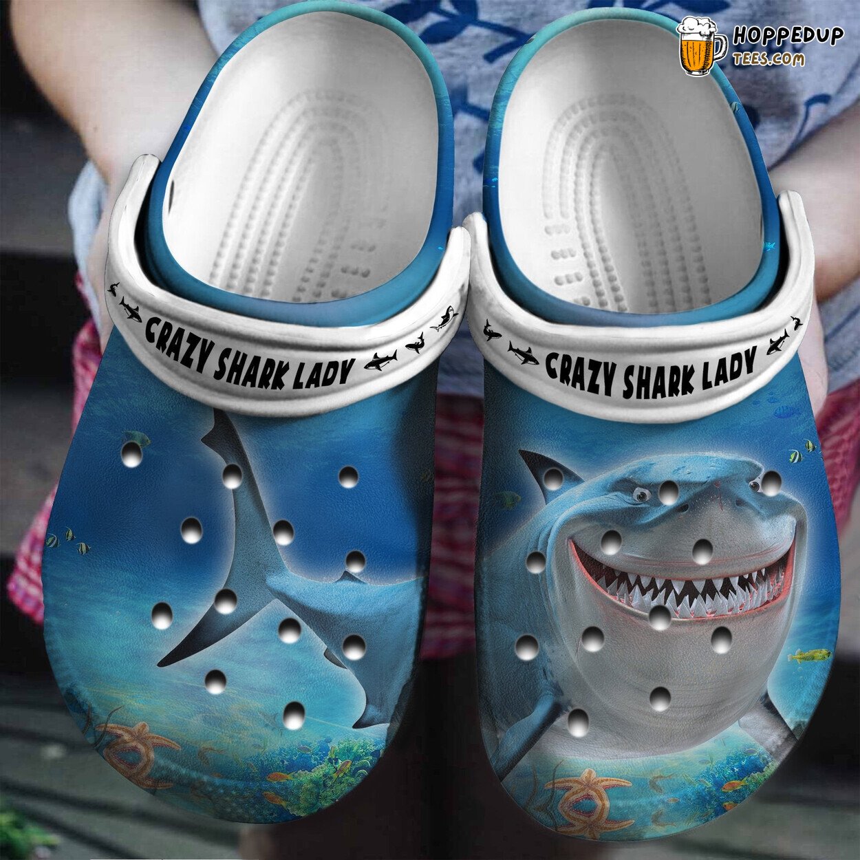Crazy Shark Lazy Ocean Themed Comfortable Unique Design Clog Shoes
