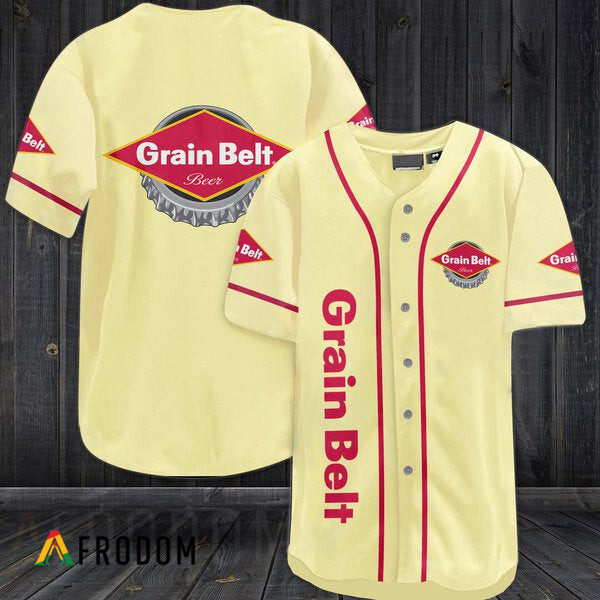 Cream Yellow Baseball Jersey Grain Belt Beer HU