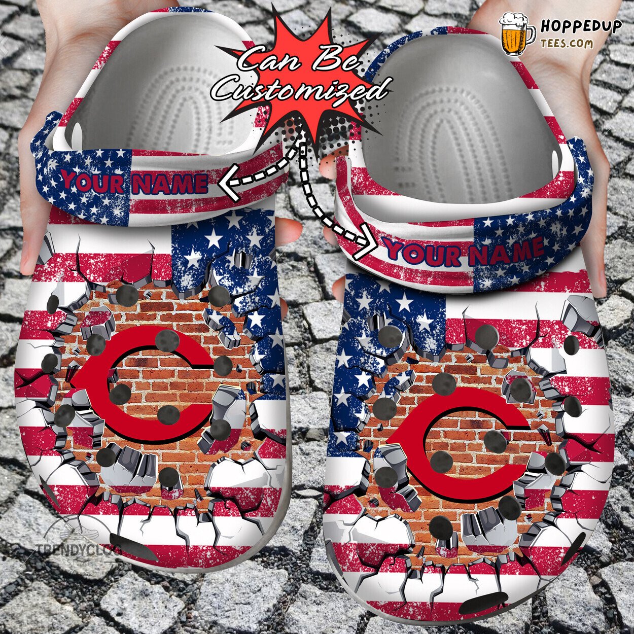 CReds Baseball Personalized American Flag Wall Breaking Clog Shoes