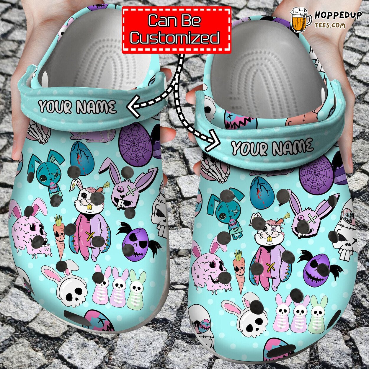 Creepy Cute Spooky Easter Personalized Unique Clog Shoes Design