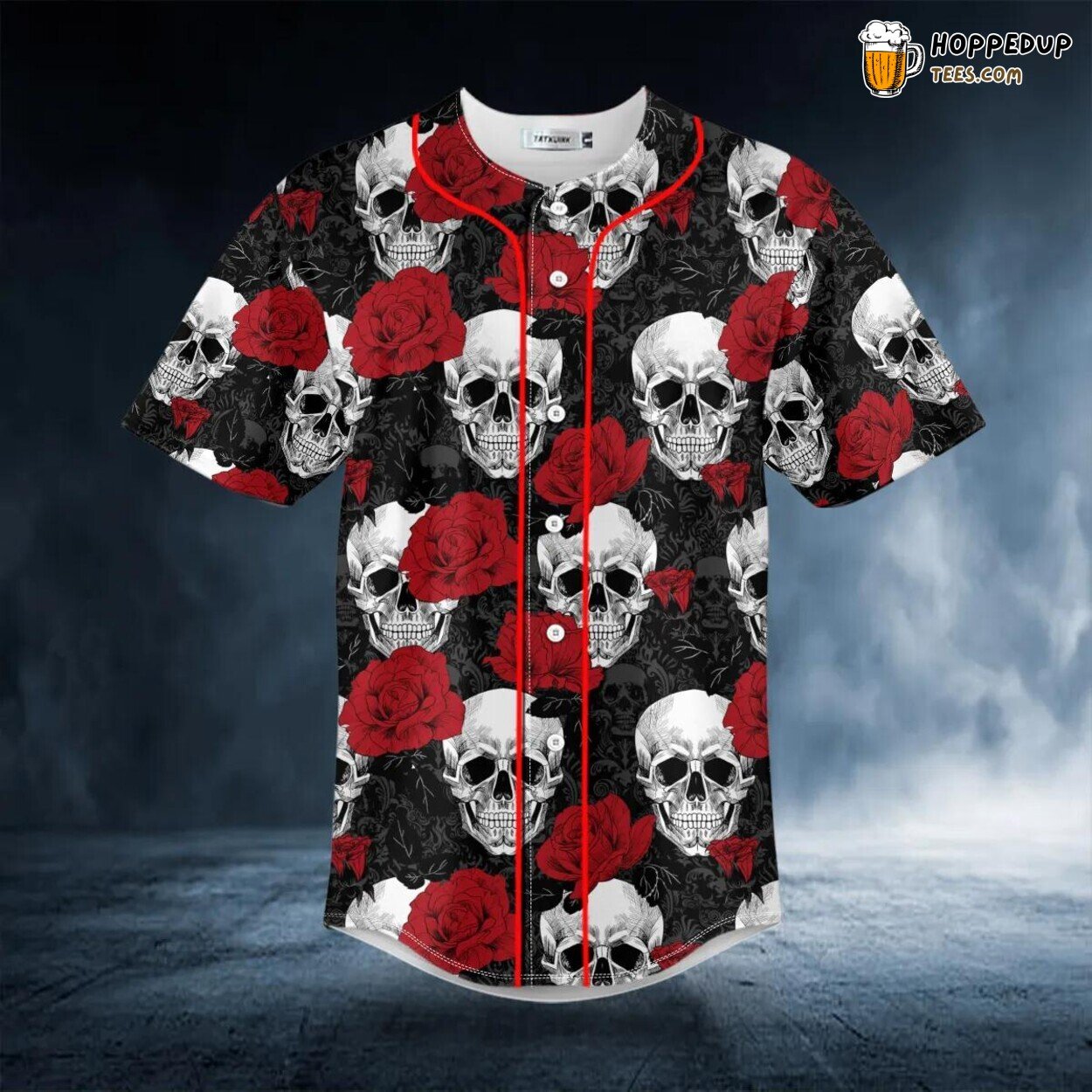 Creepy Roses Sugar Skull 3D Printed Baseball Jersey Graphic Design