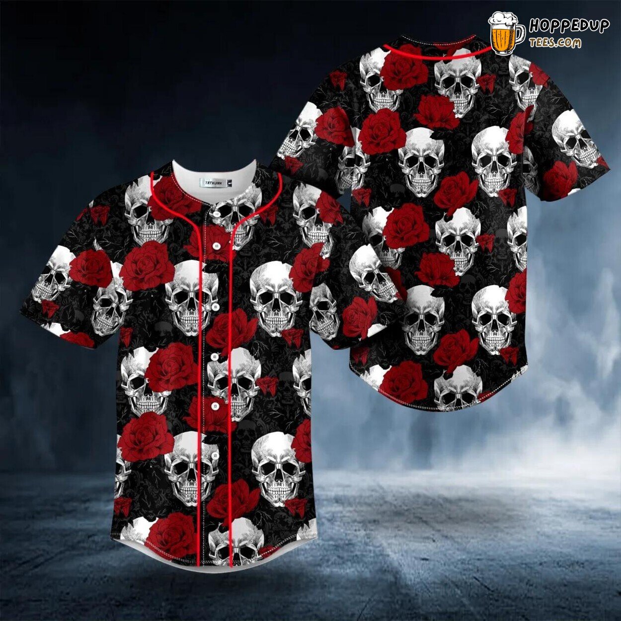 Creepy Sugar Roses Design Skull Tailored Unique Baseball Jersey Custom